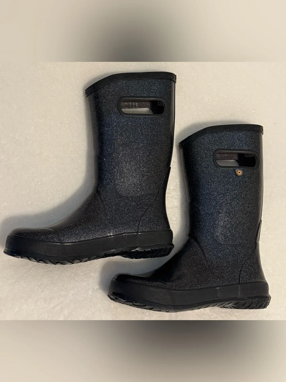 BOGS Kids Black Subtle Glitter Waterproof Rain Boots Youth Size 3